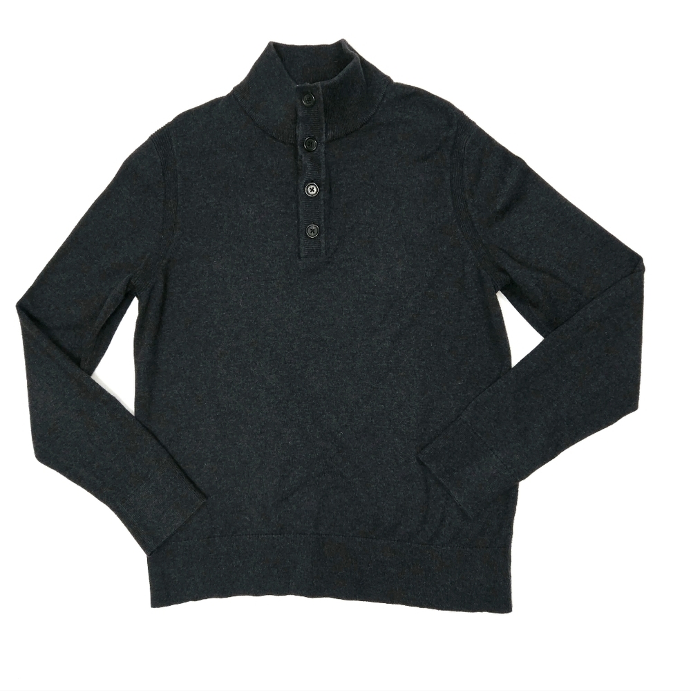 Banana Republic Cotton Cashmere Navy Blue Knit Polo Shirt Mens Medium